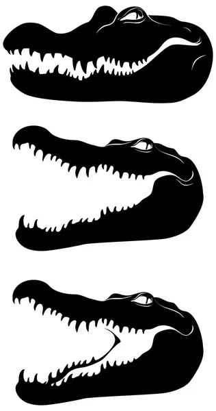 黑色的鳄鱼的头部 — 图库矢量图片