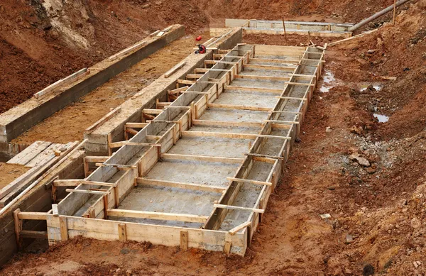 Construction of an industrial building foundation pit — Stock Photo, Image