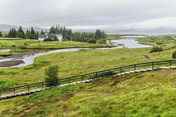 Farma a kostel — Stock fotografie