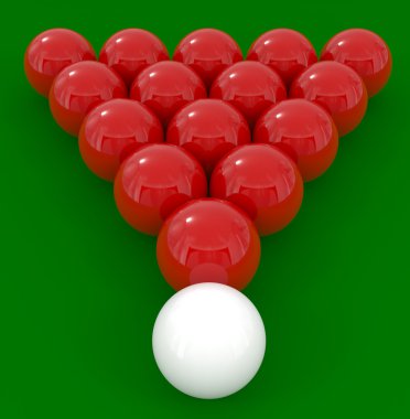 Billiard balls isolated on green