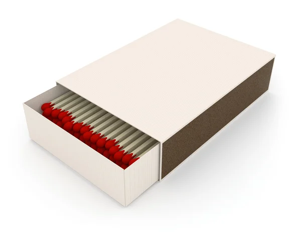 Boîte en carton blanc avec allumettes — Photo