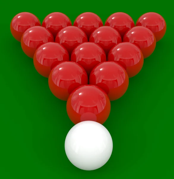 Billiard balls isolated on green