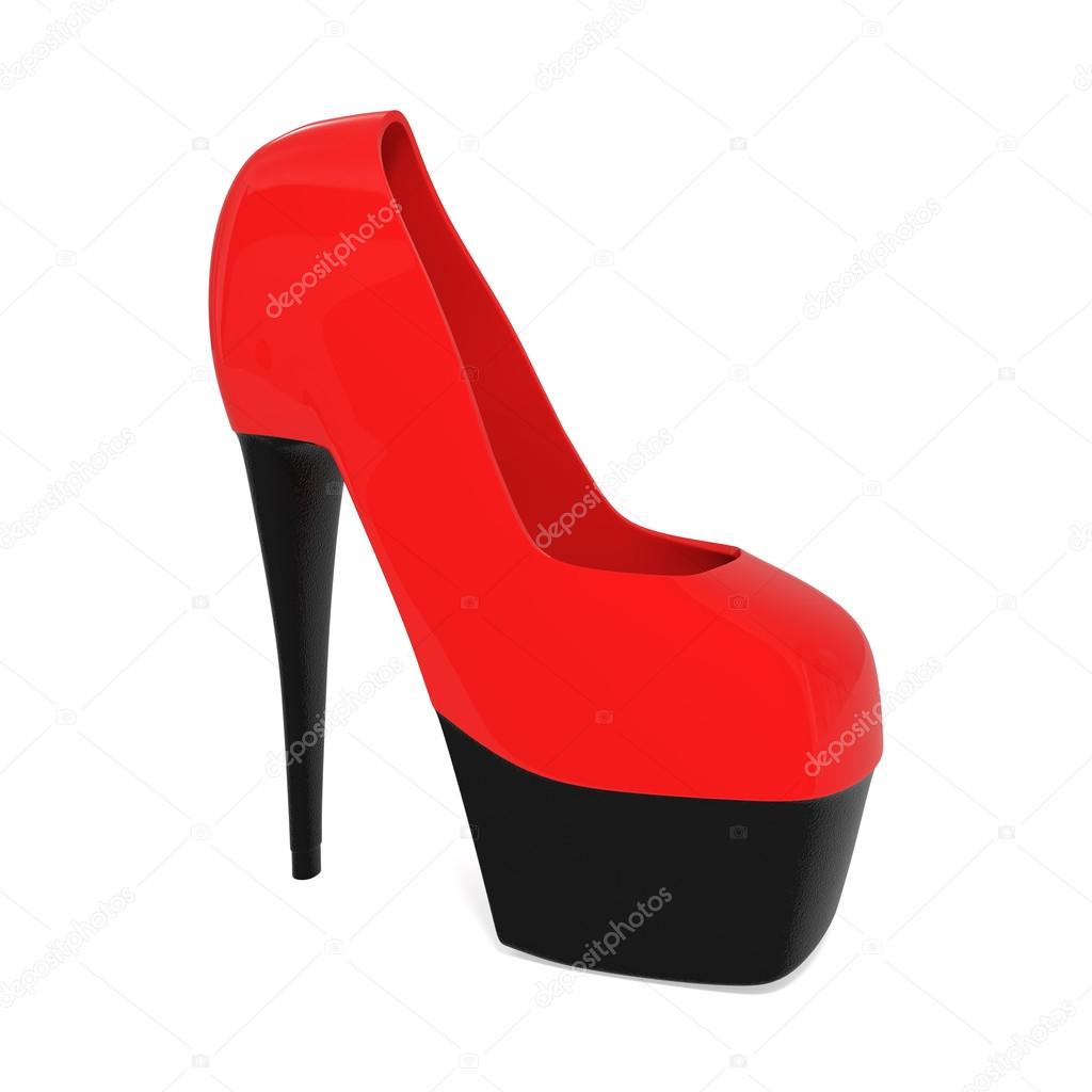 Red High Heels Shoes isolated on white