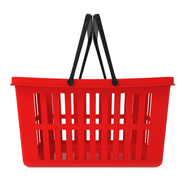 लाल शॉपिंग टोकरी सफेद पर अलग — स्टॉक फ़ोटो, इमेज