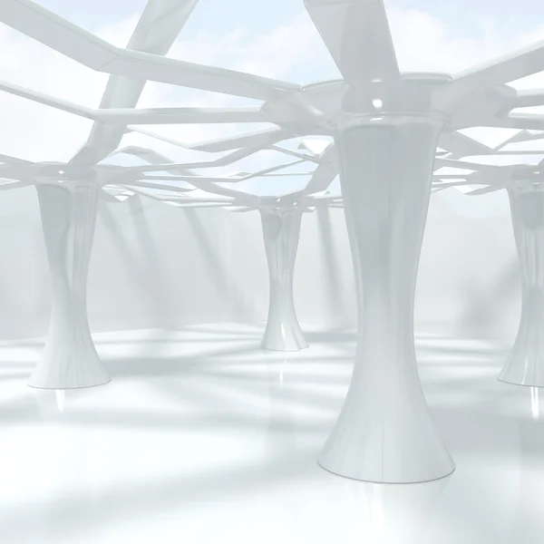 Современный абстрактный интерьер с большими колоннами — стоковое фото