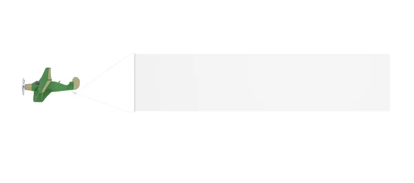 白で隔離される商業のバナーと飛行機 — ストック写真