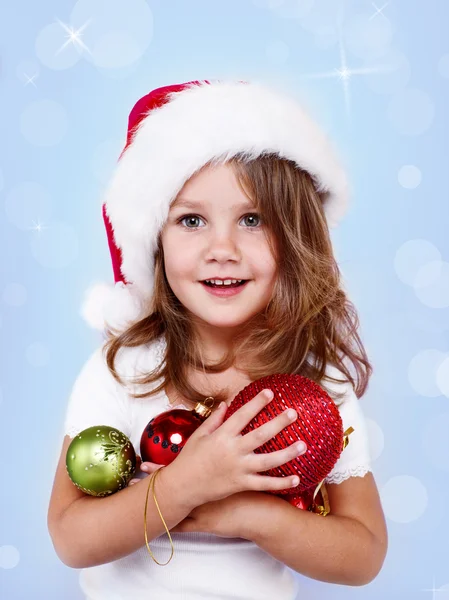 Noel Baba şapkalı kız.