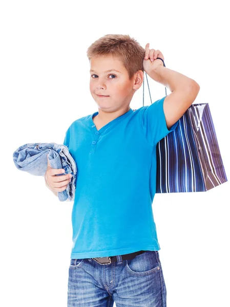 Niño con ropa azul —  Fotos de Stock