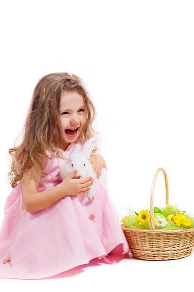Dívka s Velikonoční zajíček — Stock fotografie