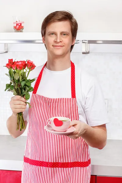 Coffee and roses for Valentine's Day — Stock Photo, Image