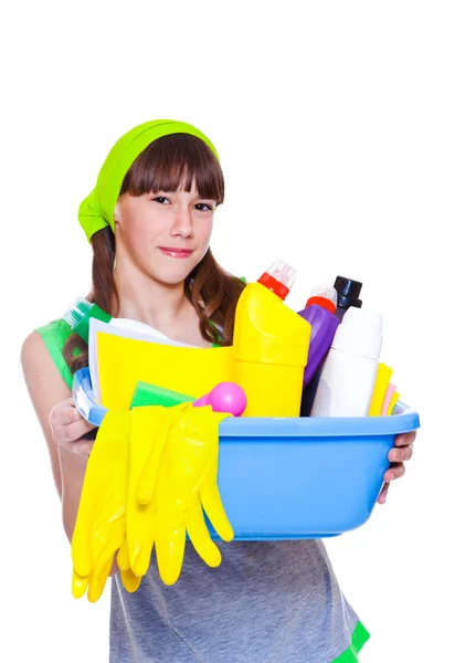 Ggirl ready for spring cleaning — Stock Photo, Image