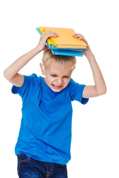 Menino da escola irritado — Fotografia de Stock