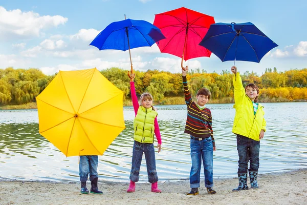 Kids in autumn clothing — Stock Photo, Image