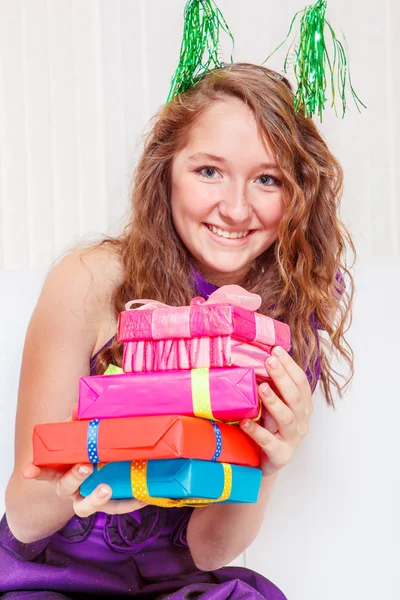 Teenage girl in a party dress — Stock Photo, Image