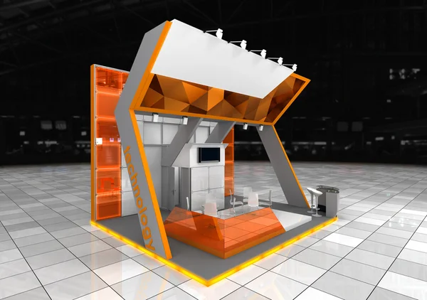 Orange utställning stand — Stockfoto