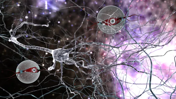 Neurons and nanobots — Stock Photo, Image