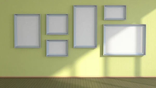 Wall with frames — Stock Photo, Image