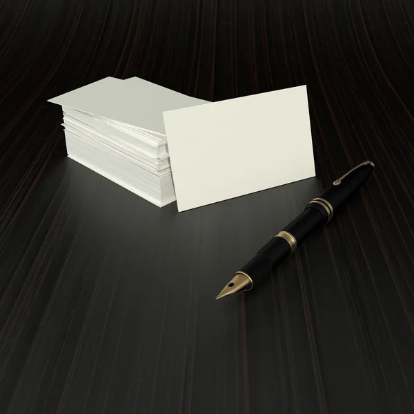 Cartões de caneta e visita — Fotografia de Stock