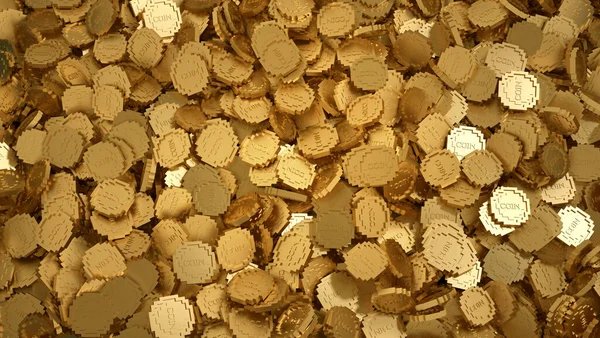 Massiver Haufen Goldmünzen, digitale hochauflösende Textur — Stockfoto