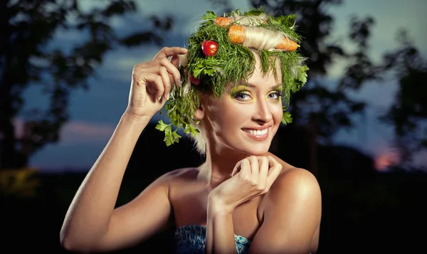 Retrato estilo verdura de una dama rubia Imagen De Stock