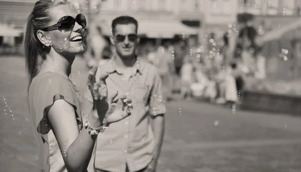 Black-white photo of couple — Stock Photo, Image