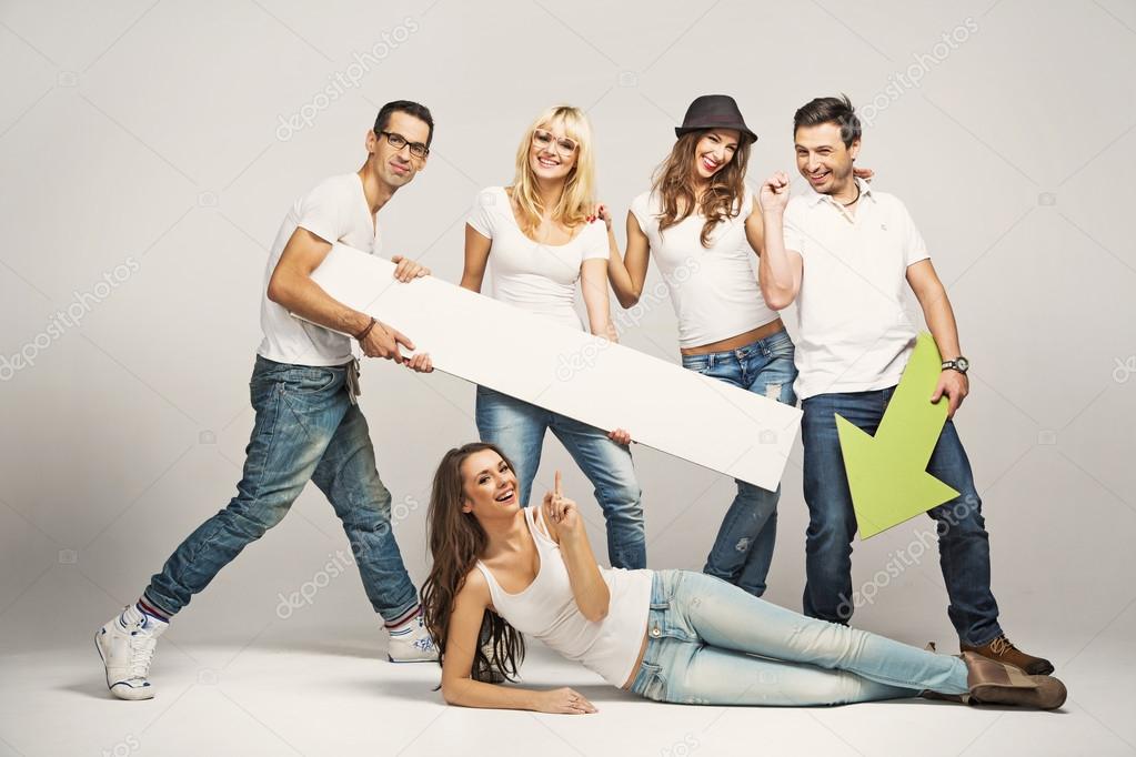 Group of friends wearing white T-shirts