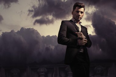 Fantasy fashion style photo of a handsome man clipart