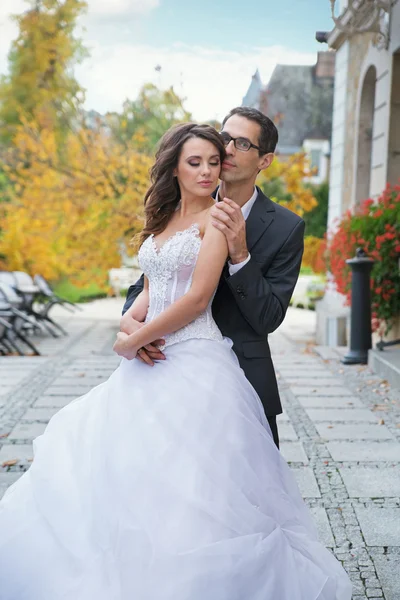 Sposa seducente con il suo bel sposo — Foto Stock