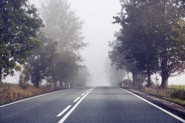 Leere Straße hinter dem kleinen Land — Stockfoto