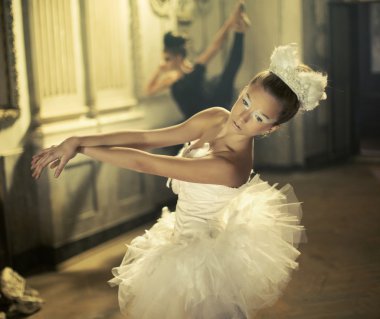 siyah bir arka planda beyaz ballet Kuğu