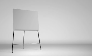 Beyaz arka plan üzerinde boş beyaz tahta