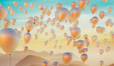 hellium ile dolu altın balonları