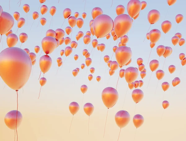 Färgglada ballonger flyga upp till himlen — Stockfoto