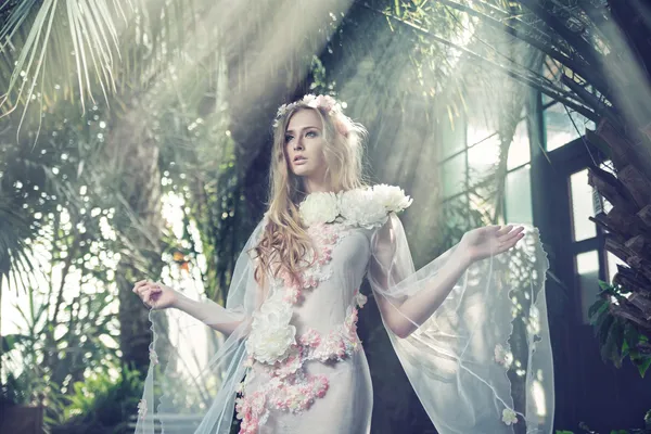 Portrait of the blond nymph in the forest — Stock Image Portrait of the blond nymph in the forest Stock Picture