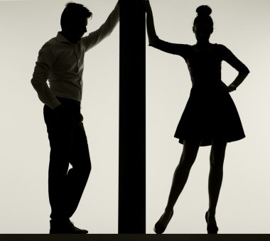 Couple leaning against the thin board clipart