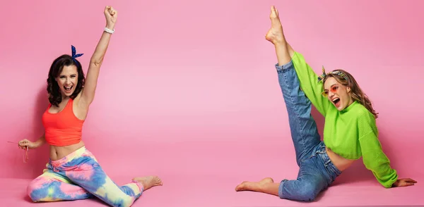 Groep Van Vier Sexy Mooi Jong Gelukkig Vrouwen — Stockfoto