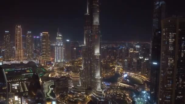 Nachtzicht Wolkenkrabbers Van Dubai — Stockvideo