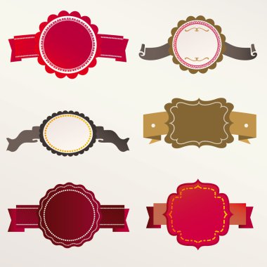 Retro kurdeleler ve etiketler. Vektör illüstrasyonu.