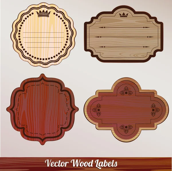 Set houten etiketten retro vintage klassiek — Stockvector