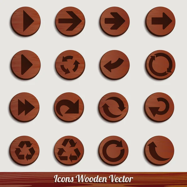 Conjunto de iconos de madera oscura con diferentes signos — Archivo Imágenes Vectoriales