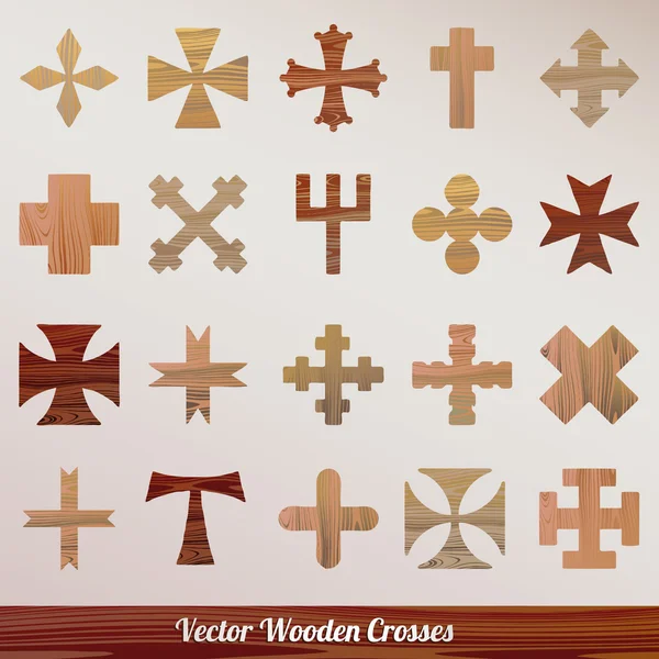 Set vector houten gekruist — Stockvector