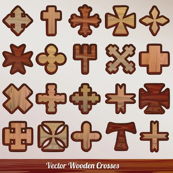 Conjunto vetor de madeira cruzada — Vetor de Stock