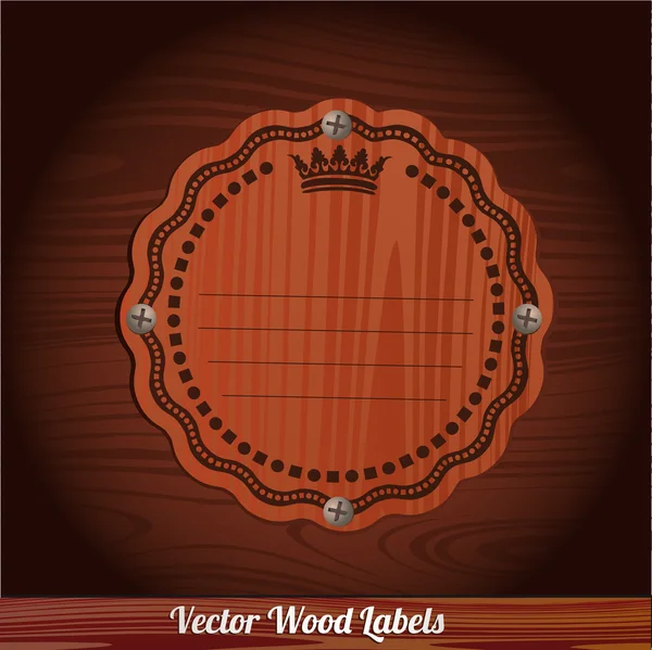 Placa de madera vectorial clavada a un fondo de madera — Vector de stock