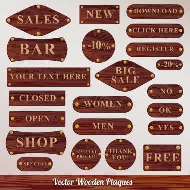 plaklar koyu ahşap Icon set
