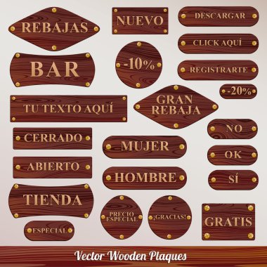 plaklar koyu ahşap Icon set