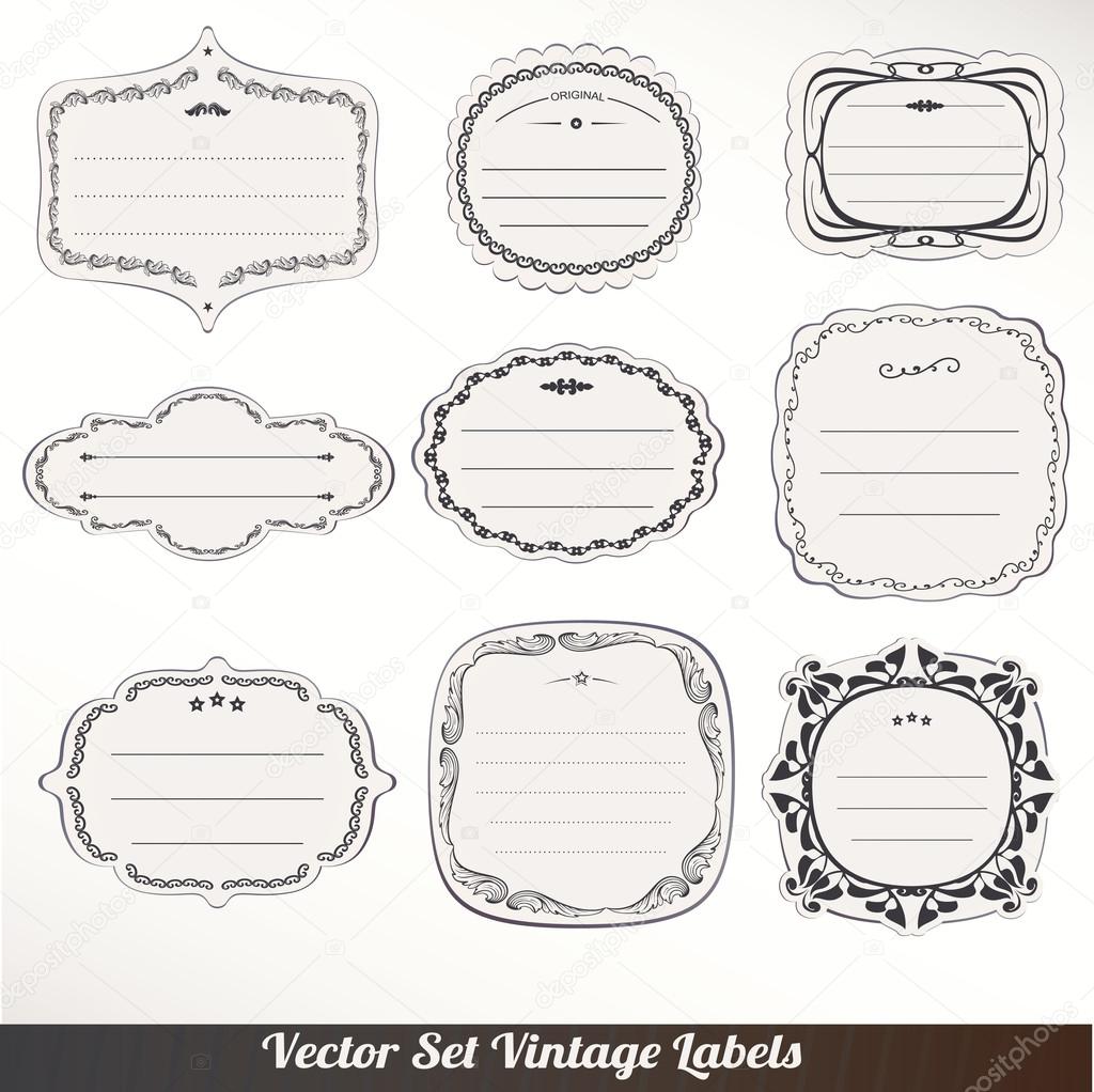 Vector Frame labels Set ornamental vintage decoration