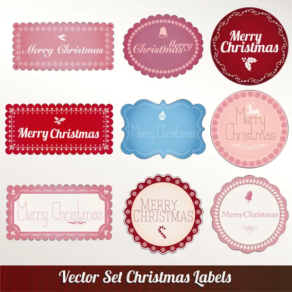 Set vector christmas etiketten — Stockvector