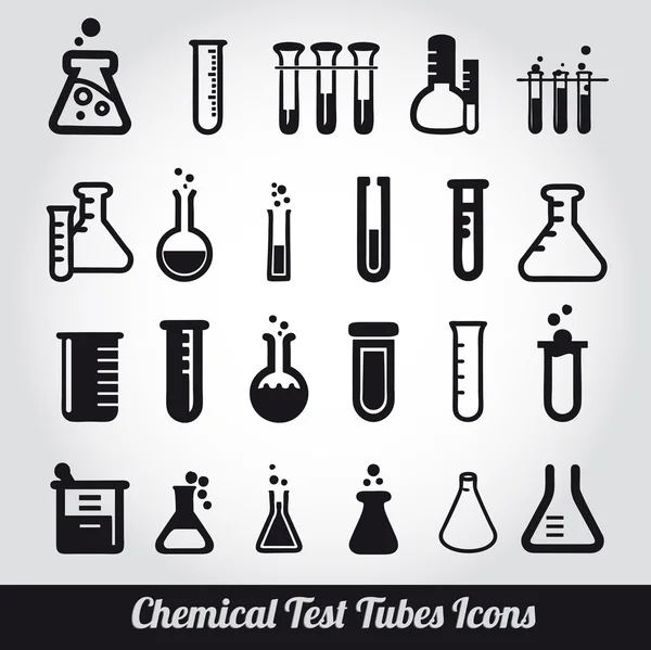 Chemical test tubes icons illustration vector — Stock Vector