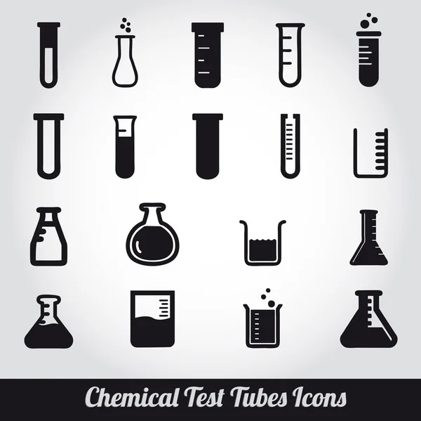 Tubos de ensayo químicos iconos ilustración vector — Vector de stock
