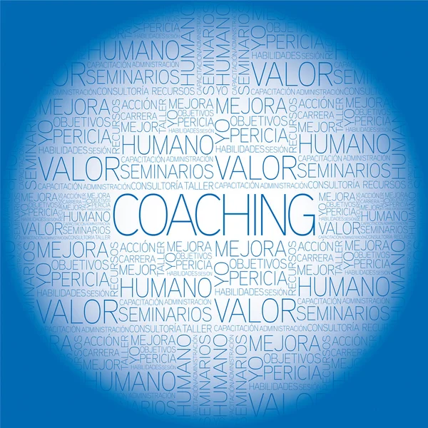 Concepto de coaching palabras relacionadas en tag cloud — Archivo Imágenes Vectoriales